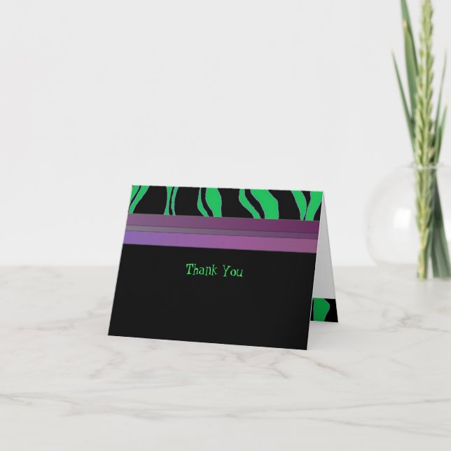 Purple, Green and Black Zebra Stripe Thank You (Front)