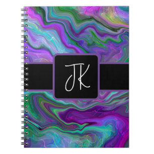Purple, Green and Blue Fluid Art Abstract     Notebook