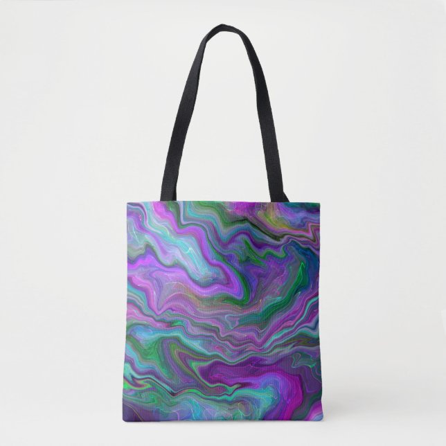 Purple, Green and Blue Fluid Art Abstract  Tote Bag (Front)