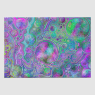 Purple, Green and Blue Fluid Art Bokeh Marble   Tissue Paper