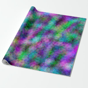 Purple, Green and Blue Fluid Art Bubbles Birthday Wrapping Paper