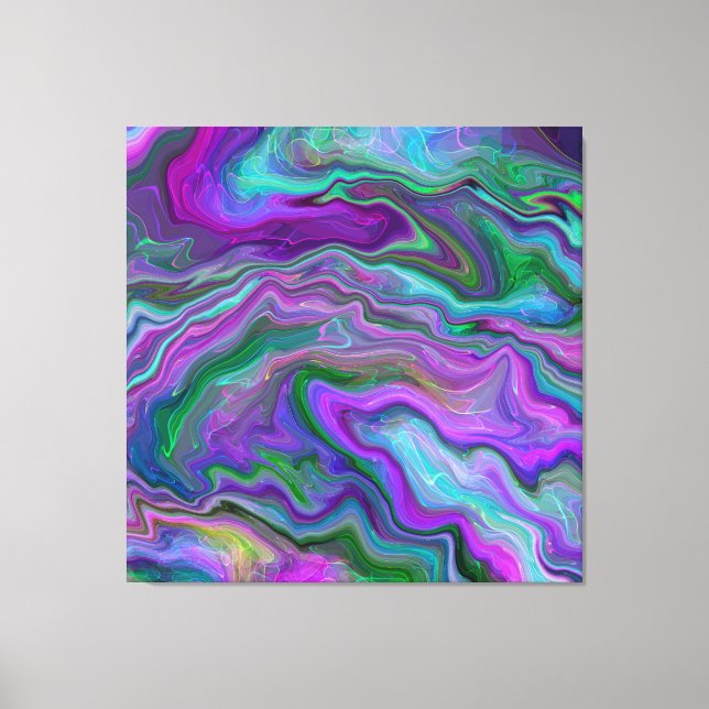 Purple, Green and Blue Fluid Art  Canvas Print (Front)