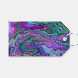 Purple, Green and Blue Fluid Art Marble   Gift Tags