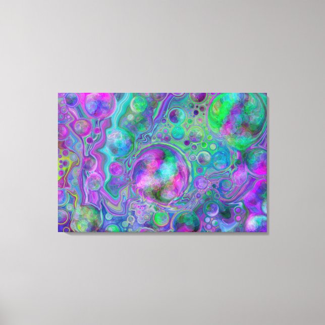 Purple, Green and Blue Marble Bokeh Fluid Art  Canvas Print (Front)