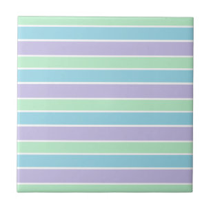 Purple Green and Blue Pastel Striped Tile