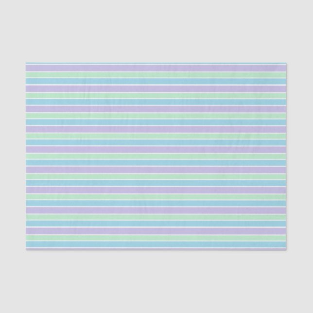 Purple, Green and Blue Pastel Stripes Tissue Paper (Front)