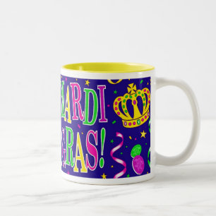 PURPLE GREEN AND GOLD MARDI GRAS Two-Tone COFFEE MUG