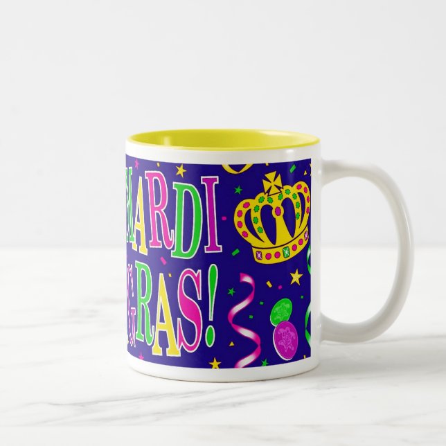 PURPLE GREEN AND GOLD MARDI GRAS Two-Tone COFFEE MUG (Right)