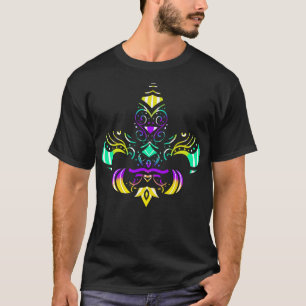 Purple Green And Golden Patterned Fleur De Lis T-Shirt