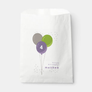Purple Green and Grey Birthday Balloons Favour Bags