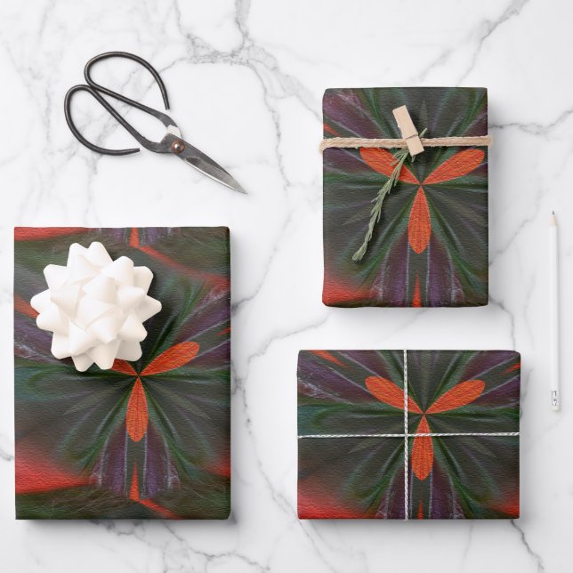 Purple Green And Orange Abstract Pattern  Wrapping Paper Sheet (Front)