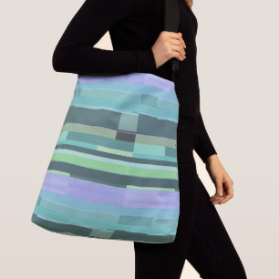 Purple, Green and Turquoise Abstract Stripes Crossbody Bag