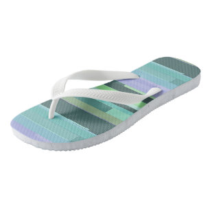 Purple, Green and Turquoise Abstract Stripes Flip Flops