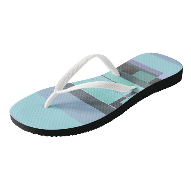 Purple, Green and Turquoise Abstract Stripes Flip Flops (Angled)