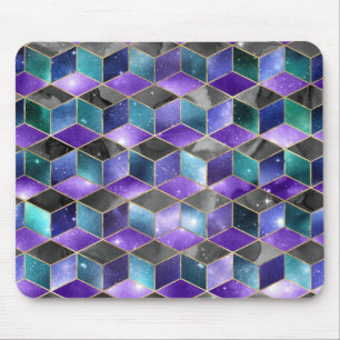 PURPLE GREEN BLUE GEOMETRIC PATTERNS MOUSE MAT
