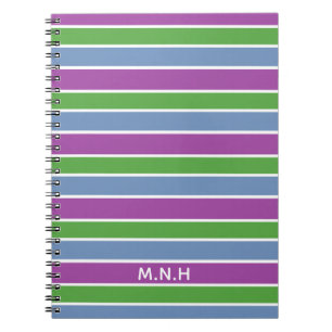Purple Green Blue Stripes Personalised Notebook