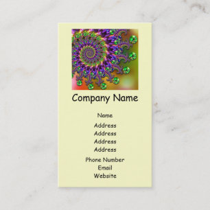 Purple & Green Bokeh Fractal Pattern Business Card