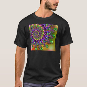 Purple & Green Bokeh Fractal Pattern T-Shirt