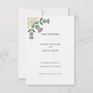 Purple Green Botanical Save the Date Card