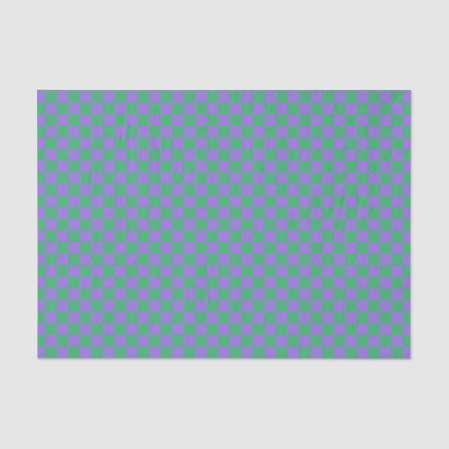 Purple Green Chequerboard Pattern Tissue Paper (Front)