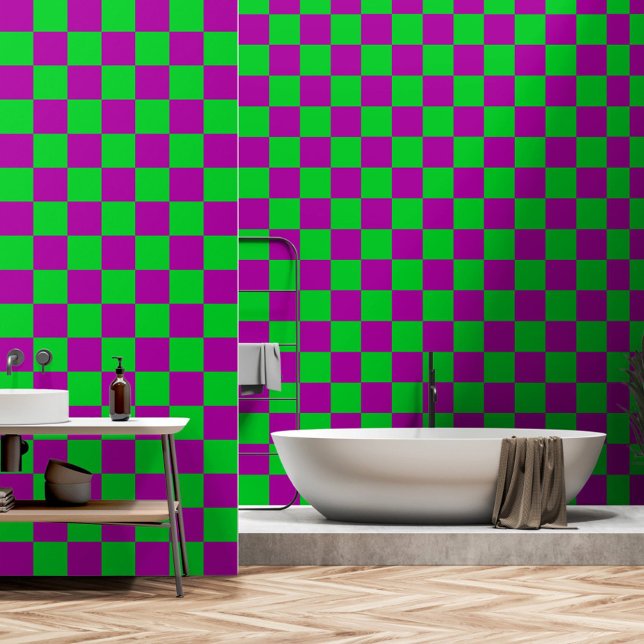 Purple Green Chequered Check Pattern Wallpaper (Creator Uploaded)