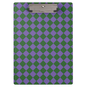 Purple Green Chequered Diamond Pattern Clipboard