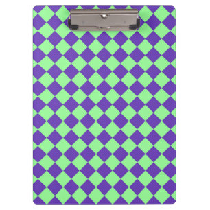 Purple Green Chequered Diamond Pattern Clipboard
