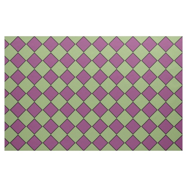 Purple Green Chequered Diamond Pattern Fabric (Yard)