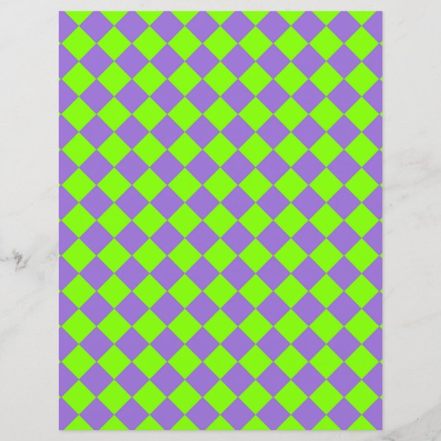 Purple Green Chequered Diamond Pattern Flat Paper  (Front)