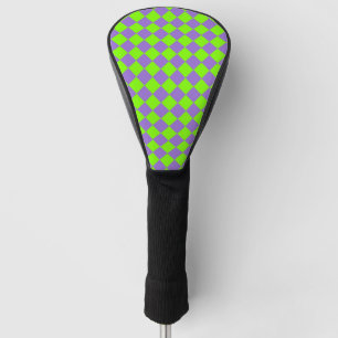 Purple Green Chequered Diamond Pattern Golf Head Cover