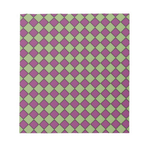 Purple Green Chequered Diamond Pattern Notepad