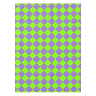 Purple Green Chequered Diamond Pattern Tablecloth