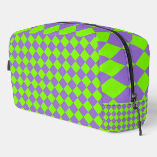 Purple Green Chequered Diamond Pattern Toiletry Ba Dopp Kit