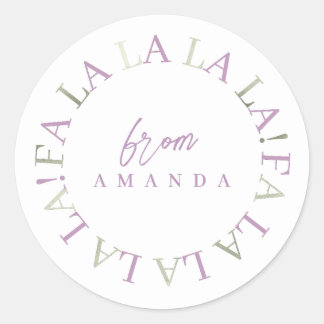 Purple Green Christmas Fa La La ID1009 Classic Round Sticker