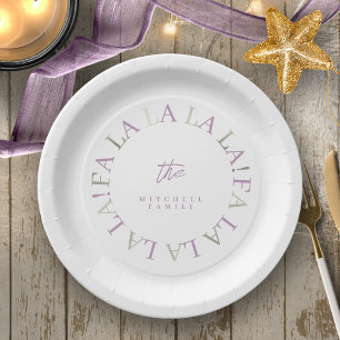 Purple Green Christmas Fa La La ID1009 Paper Plate