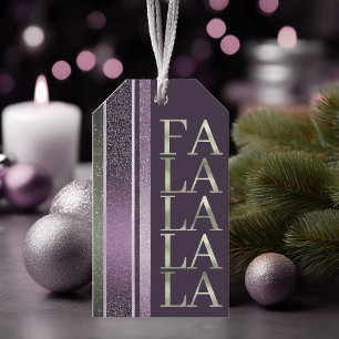 Purple Green  Christmas Fa La La Pattern#27 ID1009 Gift Tags