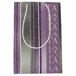 Purple Green Christmas Fa La La Pattern#27 ID1009 Medium Gift Bag