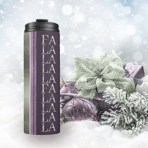 Purple Green  Christmas Fa La La Pattern#27 ID1009 Thermal Tumbler