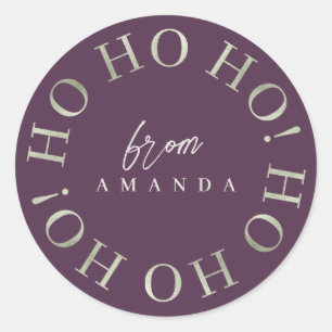 Purple Green Christmas Ho Ho Ho ID1009 Classic Round Sticker