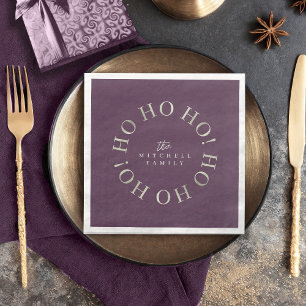 Purple Green Christmas Ho Ho Ho ID1009 Napkin