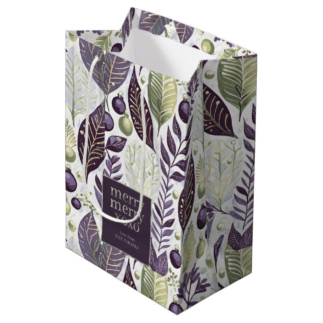 Purple Green Christmas Merry Pattern#21 ID1009 Medium Gift Bag (Front Angled)