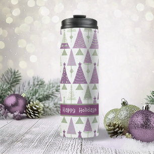Purple Green Christmas Merry Pattern#25 ID1009 Thermal Tumbler