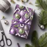 Purple Green Christmas Pattern#12 ID1009 Wrapping Paper<br><div class="desc">If you are wondering what colour combinations to pick for your Christmas decor and gift wrap supplies this year, I've created collections of coordinating patterns to make life just a bit easier. This whimsical design of Christmas ornaments and candy canes is shown here in a striking violet purple and olive...</div>