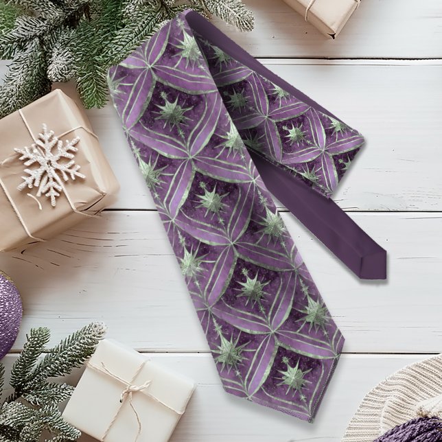 Purple Green Christmas Pattern#16 ID1009 Tie (Creator Uploaded)