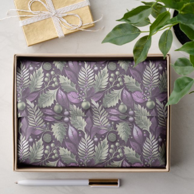 Purple Green Christmas Pattern#22 ID1009 Tissue Paper (Gift)