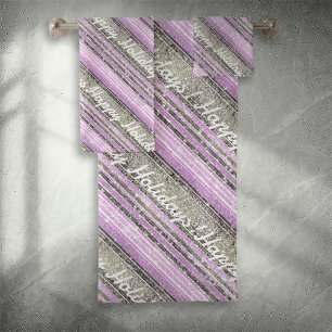 Purple Green Christmas Pattern#28 ID1009 Bath Towel Set