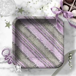 Purple Green Christmas Pattern#28 ID1009 Paper Plate