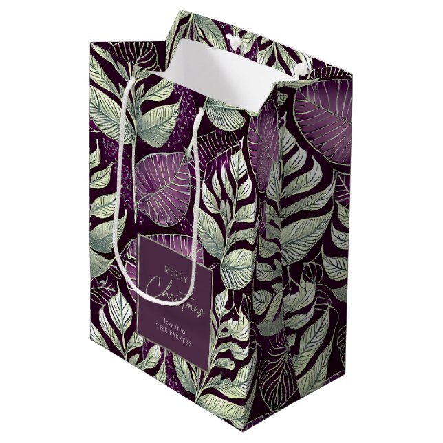 Purple Green Christmas Pattern#29 ID1009 Medium Gift Bag (Front Angled)