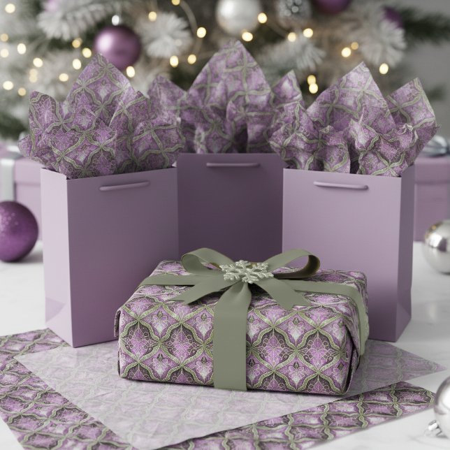 Purple Green Christmas Pattern#31 ID1009 Tissue Paper (Creator Uploaded)