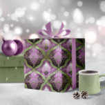 Purple Green Christmas Pattern#31 ID1009 Wrapping Paper<br><div class="desc">If you are wondering what colour combinations to pick for your Christmas decor and gift wrap supplies this year, I've created collections of coordinating patterns to make life just a bit easier. This elegant geometrical design, in an ornate Baroque style, is shown here in a striking violet purple and olive...</div>